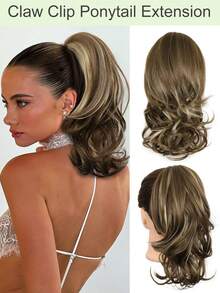 Ponytail Extension, 14 Inch Claw Clip Ponytail Extension Curly Wavy Pony Tails Hair Extensions Synthetic Hairpiece For Women Daily Wear - Multicolor - View 14