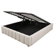 Upholstered Bed, 140 X 200 Cm, Hydraulic Suspension, Without Headboard, Without Mattress, Beige - Beige - View 10