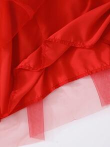 Vestido de malla sin mangas con lazo de perlas lindo para niña, verano - Rojo - Ver 7