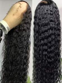 38 40 Inch 250% Density Deep Wave Wigs Human Hair Glueless 13x4 HD Transparent Lace Frontal Wigs Pre Plucked Deep Wave Lace Front Wigs Human Hair For Women 12A Wet And Wavy Lace Front Wig Brazilian Virgin Curly Lace Frontal Wigs Human Hair High Density Swiss Lace Bleached Knots With Baby Hair Natural Black Color Christmas - Natural Black - Xem 1