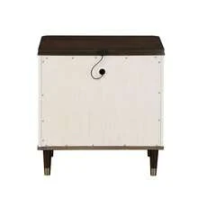 Carena White & Walnut Finish Night Stand W/USB On-Site - Gray + Mirror - View 11