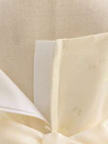 女婴蝴蝶印花薄纱缎面泡泡袖荷叶边连衣裙，优雅精致的花童礼服，适合生日派对，不含头饰 - 香檳色 - 查看 9