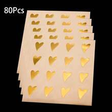 160pcs Transparent Gold Heart Shaped Label Stickers, Gift Wrapping Labels, Decorative Tags, Adhesive Sealing Stickers For Crafts, Holidays, Weddings, Parties, Gift Boxes, Commercial Product Packaging, Gift Bags - Multicolor - View 8