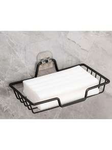 1 Soporte de jabón de acero inoxidable para el hogar, bandeja de jabón colgante sin perforación, adecuado para baño, cocina, cuadrado - Multicolor - Ver 4