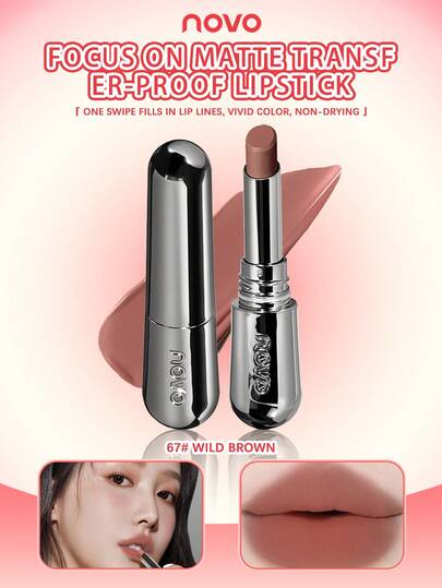 NOVO 防水防汗天鹅绒哑光唇膏，持久，色彩鲜艳，适合日常使用、旅行、户外、节日、生日、毕业典礼、派对、时尚彩妆