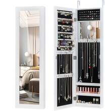 Lifezeal Wall Door Mounted Mirrored Jewelry Cabinet Storage Organizer Back To School Dormitory Storage - trắng - Xem 9