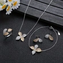 1 Set Necklace, Bracelet, Earrings, Ring Jewelry Set, Luxurious And Elegant For Daily, Date, Party, Wedding - Multicolor - View 2