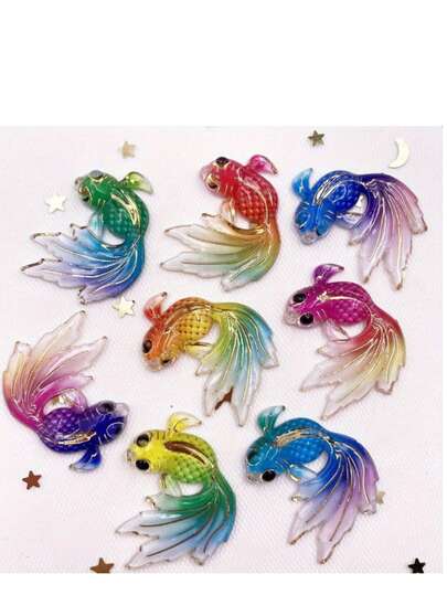5/10 Pieces Resin Bling Colorful Goldfish Charms Flat Back Rhinestone Fish Ornament Resin Blessing Pendants For DIY Wedding Applique Crafts/Pendant Accessories/Room Decor Random Packaging Resin Goldfish Pendant/DIY Craft Material/Wedding Decor Essential Perfect For Valentine's Day/New Year/Mother's Day/Father's Day/Graduation Season