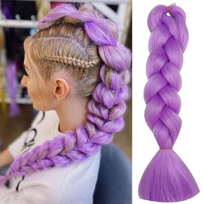 Pack Of 1 Large Braiding Hair 24Inch Suitable For Women Cosplay Braided Wear Colorful Hair Extensions, Fashion Synthetic Hair Crochet Hair Extensions Useful And Deft High Temperature Hair Woven Hair Extensions, Holiday Gift Party Dazzling Hair Accessories - Lightweight Durable Synthetic Hair, Suitable For Festivals, Galas, Cosplay, Fashion Party Christmas Gift, K-Pop Costume Accessories