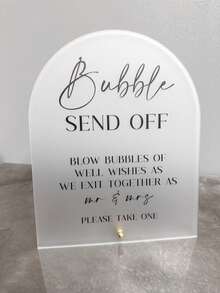 1pc Bubble Send Off Acrylic Sign, Bubble Send Off Sign, Bubble Send Off, Wedding Send Off Sign, Wedding Bubbles Sign For The New Mr And Mrs Acrylic Wedding Sign, Arch Bubble Exit Favors Newlywed Sendoff Signage,Wedding Signs,Wedding Decorations - Multicolor - View 5