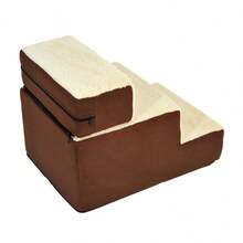 PawHut Dog Stairs, Practical Pet Stairs With 3 Steps For Cats And Dogs, Plush, Beige, 54x40x39cm On Site - 1 - View 7