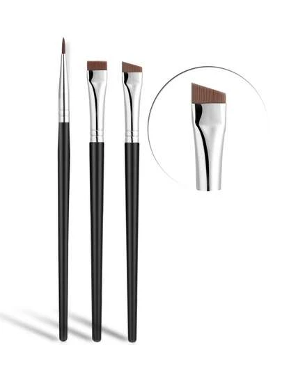 JASSINS Ultra Fine Precision Eyeliner Brush Set, Angled Eyeliner Brush, Fine Tip Eyeliner Brush, Synthetic Bristle Eye Makeup Tools (3pcs Set)