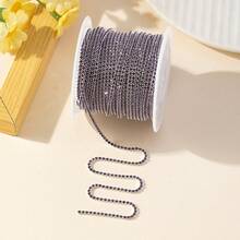 1 Roll 6.5# 2mm 400cm Super Sparkling Rhinestone Chain, Nail Art Decoration Chain, DIY Decoration Chain, Diamond Chain - Black and White - View 11