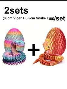 2/3 Stücke 30cm Schlangen Statue mit Locken - 3D gedrucktes Schlangen Spielzeug mit Schlangen Ei, mythisches Geschöpf Design, Dekoration für Zuhause, Stressabbau Spielzeug, geeignet für Weihnachten, ab 14 Jahren (zufällige Augenfarbe), Fidget Toy, 3D gedruckte Tiere - Schlange Viper, 3D Schlange, Mini 3D gedruckte Tiere, 3D gedruckte Schlangen, 3D gedruckte Schlange mit Ei