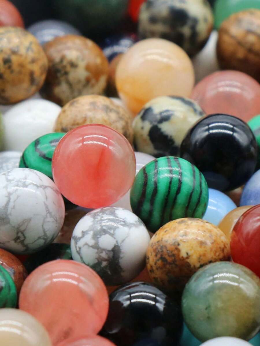 Hạt đá quý tự nhiên 8mm, nhiều hình dạng tròn khác nhau, thích hợp để làm đồ trang sức, vòng cổ, vòng tay, bông tai và các vật trang trí kết hợp nhiều chất liệu. - Nhiều màu - Xem 1