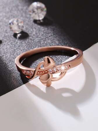 1 pieza Anillo de circonita personalizado de moda minimalista, regalo para mujeres en el Día de San Valentín, cumpleaños, fiesta