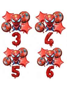 推荐热销超级英雄蜘蛛侠复仇者联盟生日装饰铝箔气球派对用品，生日数字气球套装 - 彩色 - 查看 2