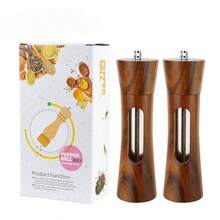 Acrylic Manual Grinder, Solid Wood Pepper Grinder Bottle, Kitchen And Home Camping Salt Spray Rose Salt Pepper Grinder Bottle, No Need For Electricity, Durable And Easy To Clean, Very Suitable For Household Use, Kitchen Essential | Transparent Design | Durable Kitchenware, Pepper Grinder