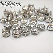 100pcs Punk Rivet Claw Studs, Suitable For Clothing, Bags, Jackets, Jeans, Leather Crafts - Silver - View 1