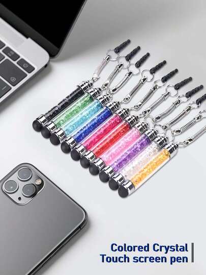 Crystal Pendant Stylus Pen For Mobile Phones Colorful Rhinestone Capacitive Stylus Pen For Mobile Phones Universal Handwriting Stylus Pen For Touch Screen Devices Like IPad And Smartphones