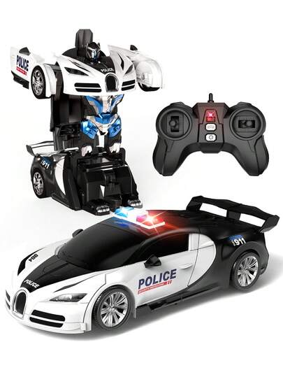 1pc Transforming Remote Control Car, 3-8 Years Old Kids 2.4GHz Transforming RC Car, One-Button Transformation, 360° Spinning Drift Robot Toy, Suitable For Outdoor Play, Great Gift For Birthday, Christmas, New Year, Fits 4/5/6/7/8/9/10/11/12 Years Old Boys And Girls (Blue)