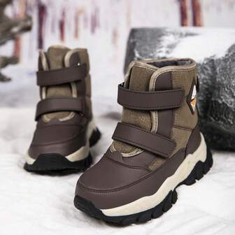 1 par de botas de nieve con para adolescentes, forradas térmicas, cálidas, botas antideslizantes para exteriores con garras de acero