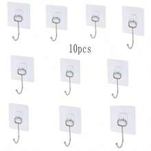 10个强力透明挂钩，无缝墙钩，适用于厨房、浴室和门上物品悬挂，节省空间 - 透明 - 查看 8