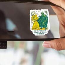 1张3英寸防水户外PVC可移除贴纸，标题为“上帝禁止女人有爱好”，《指环王》恶搞表情包，适用于汽车、笔记本电脑、冰箱、滑板、电话簿、水瓶等，趣味幽默乙烯基材质，送给女性、青少年、成人的生日圣诞派对礼物，讽刺奇幻语录，新奇贴纸，耐用防水，女权主义装饰，恶搞礼物，中世纪风格图案（请谨慎使用，以免侵权） - 彩色 - 查看 12