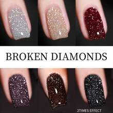 10ml/件秋季碎钻闪光适用于指甲和脚趾甲美甲冬季热销网络名人流行细闪水晶碎钻凝胶指甲油黑色指甲红色指甲圣诞指甲万圣节指甲白色指甲 - 彩色 - 查看 2