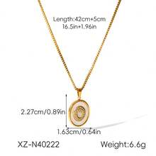 1件太阳与心形吊坠项链，镶嵌水钻，白色贝壳项链，精致首饰，适合女性日常佩戴 - 彩色 - 查看 12