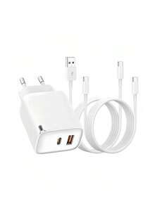 Bộ sạc siêu nhanh GaN 30W, thiết kế cổng kép USB+Type-C, tương thích với cáp USB-A và USB-C, hỗ trợ sạc nhanh đồng thời cho hai thiết bị. Tương thích với iPhone 17/16/15 và dòng S25/S24/S23/S22 - Bộ sạc/sạc tường lý tưởng cho gia đình, văn phòng và du lịch, cũng là một món quà Giáng sinh/quà tặng tuyệt vời cho gia đình. - Phích cắm loại C của EU (220-240V) - Xem 12