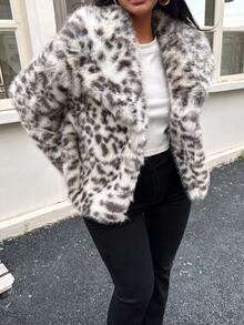 Seelio Autumn/Winter New Women's Fashion European & American Style Animal Print Faux Fur Jacket - Multicolor - View 6