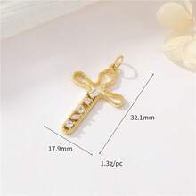 1pc Copper Micro-Inlaid Full Diamond Cross Pendant, Fashionable & Personalized Mini Charm For DIY Bracelet, Necklace, Earrings, Phone Chain, Versatile Handmade Accessory - Multicolor - View 43