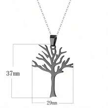 Fashionable And Minimalist World Peace Tree Of Life Necklace, Stainless Steel Titanium Pendant, Personalized Men's And Women's Necklace Accessories - 銀色 - 查看 3