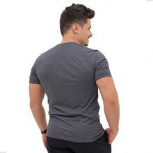 Men's Basic Plain T-Shirt, Premium 30.1 Cotton - Dark Grey - View 2