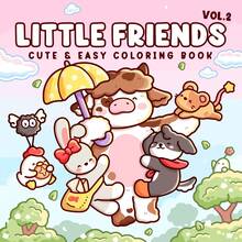 1 Pieza 21x21cm "Pequeños Amigos Vol.2" Libro para colorear lindo para adultos, papel grueso y opaco, líneas claras | Adorables compañeros animales y alegres escenas al aire libre, alivio del estrés, regalo ideal para amantes de los animales, adecuado para invierno. Útiles escolares y de papelería aplicables, adecuado como regalo para niñas, San Valentín, Año Nuevo - Pequeños amigos 2 - Ver 14