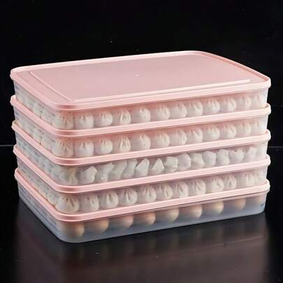 3pcs Large Capacity Leak-Proof Sealed Storage Containers With Lids, Hand Washable, Suitable For Dumplings, Meat And Vegetables, Applicable For Refrigerator And Microwave