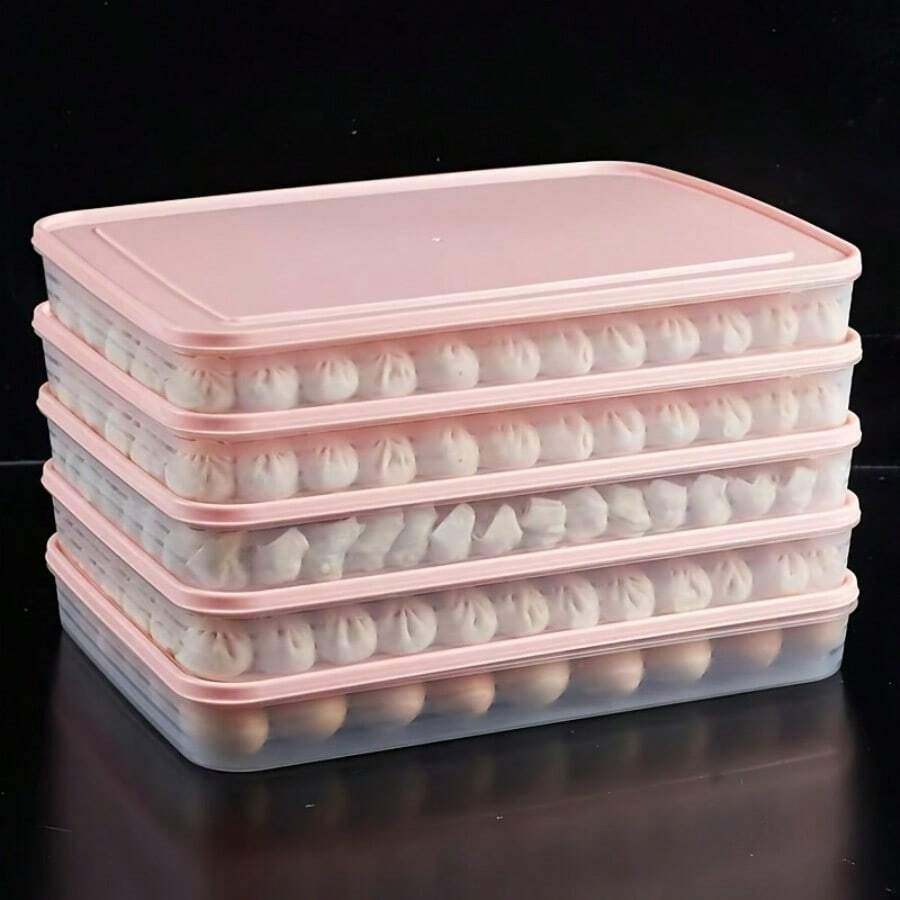 3pcs Leak-Proof Storage Containers With Lids, Hand Washable, Suitable For Dumplings, Pasta, Meat, And Vegetables - Refrigerator Freezer , Airtight, And Leak-Proof Container For Long-Term Preservation