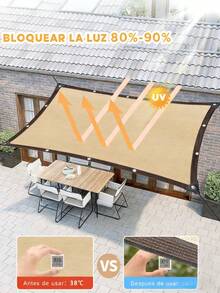 Malla sombra para exteriores, lona solar de alta densidad con protección UV, tela transpirable y reforzada, ideal para patio, jardín, piscina y actividades al aire libre - Caqui - Ver 4