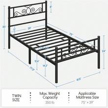 Butterslay Classic Scroll Iron Bed Frame With Headboard & Footboard, Platform Bed For Bedrooms, Dormitories, Guestrooms, Twin/Twin XL/Full/Queen Size - 黑色 - 查看 4