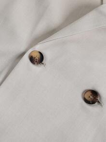 Bộ quần áo nam cỡ lớn tay ngắn dáng rộng, chất liệu vải dệt, cổ đứng, màu trơn, thích hợp mặc hàng ngày đi làm. - Màu be - Xem 5