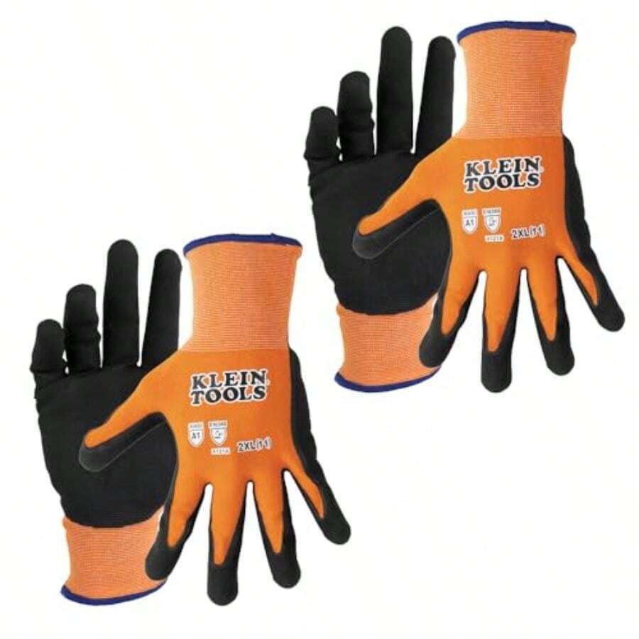 Klein Tools 60582 | Guantes nivel de corte A1 2 pares | Agarre firme en cualquier condición | Compatibles con pantallas táctiles | Guantes electricista | Herramientas | Talla XL | Color gris(2X Grande Paquete de 2 pares) - Multicolor - Ver 1