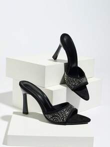 Giày cao gót mũi nhọn đính đá lấp lánh cho nữ, thời trang và gợi cảm - màu đen - Xem 6