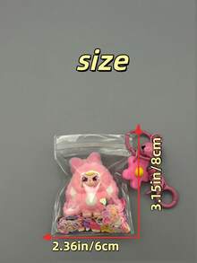 1pc Collectible Rabbit Doll Series PVC Figurine Display Ornament Hanging Toy, Exquisite Keychain And Transparent Protective Bag With Glitter Combo Design, Portable, Ideal As New Year Limited Edition Gift - Multicolor - View 6