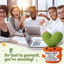 1pc Handmade Crochet Desktop Decor, Cute Succulent Heart Shaped Potted Plant, Ideal Gift For Best Friend, Birthday, Girlfriend, Sister, Mom, Grandma, Coworker, Family, Positive Emotion, Creative, Party, Halloween, Christmas, Appreciation, Room/Bedroom Decor, Children Plush Doll, Keychain Pendant, Small Gift