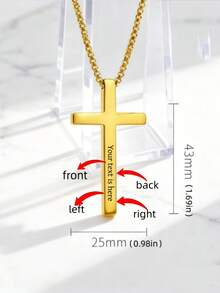 1pc Customizable Personalized Cross Pendant Necklace With Engraving - Customizable With Name/Date/Message/Phone Number, 1-4 Sides Of Text Available. Custom Necklace, Text Customization, Stainless Steel Jewelry, Personalized Necklace, Custom Gift, Jesus Christ Cross Pendant - Unisex Gift - Valentine's Day, Birthday, Anniversary, Christmas, Ramadan Gift. - Multicolor - View 14