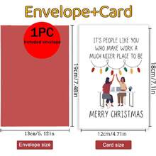 创意职场圣诞贺卡“让工作更甜蜜”，办公室场景+节日彩灯串，向同事发送圣诞祝福，情感表达卡，创意卡，趣味卡，温馨卡，附赠信封的感谢卡，圣诞贺卡，空白卡