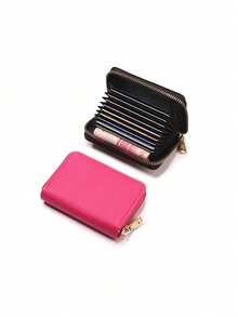 Unisex Large Capacity Zipper Wallet, PU Material RFID Blocking Card Holder Coin Purse - Multicolor - View 9