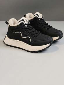 Women's High-Top Snow Boots, New Winter Style With Warm, Plush, Thick Soles, Chunky Sneakers, Casual Sports Multifunctional Running And Outdoor Shoes - Black - View 5