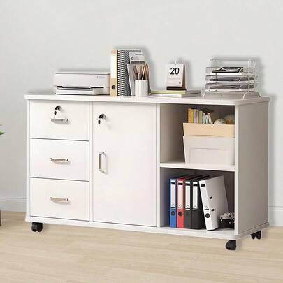 File Cabinet, Printer Open Storage Shelf, Floor Table A4 Low Cabinet For Home Office, Mobile Lateral Drawer Cabin...